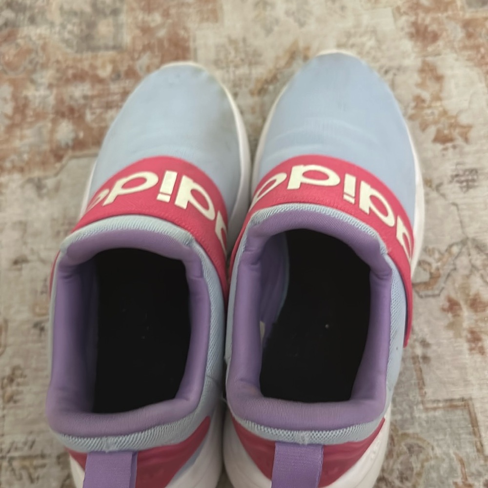Adidas pink and blue kids shoes size 4 wide - Picture 3 of 3